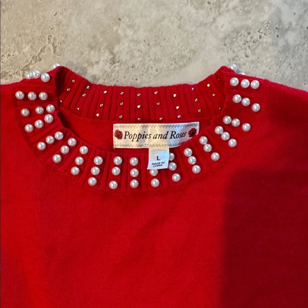 Girls Sweater Dress with Pearl Accents